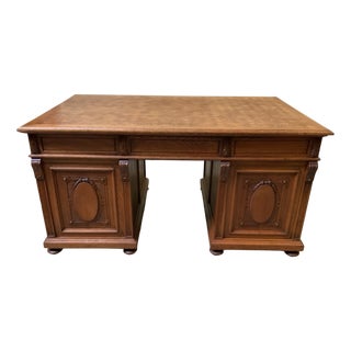 Antique Freestanding Desk in Oak, 1910 For Sale