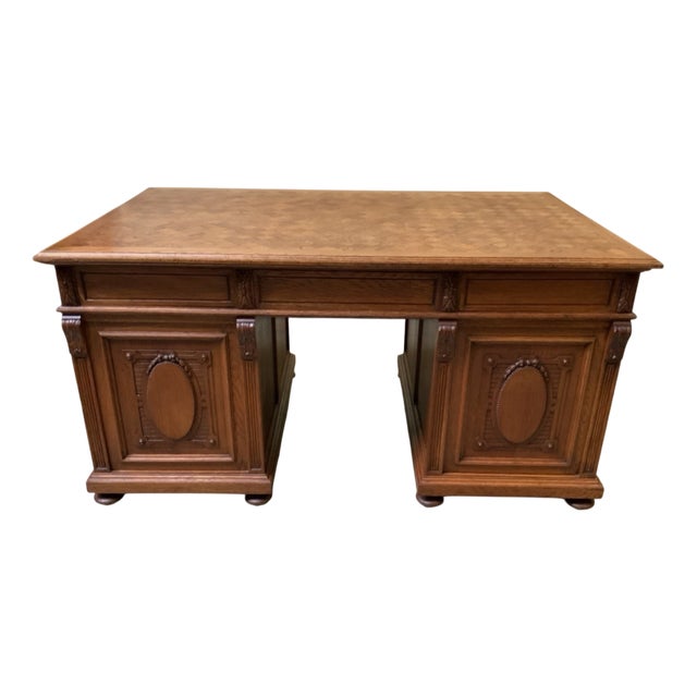 Antique Freestanding Desk in Oak, 1910 For Sale