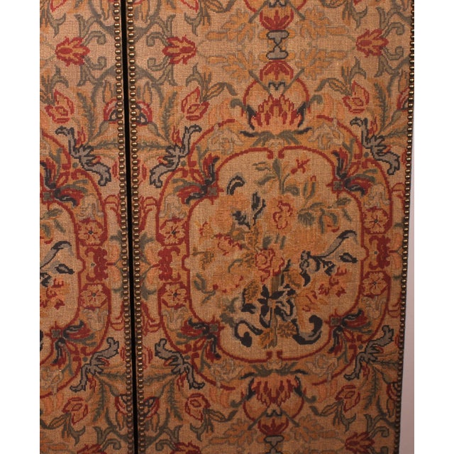 19th Century Painted Fabric Four-Panel Screen For Sale - Image 4 of 12