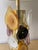 Pair of table or bedside brass lamps and blown multicolor Murano glass flame. Contemporary work from a small italian...