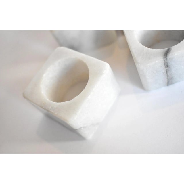 White Vintage White Marble Napkin Rings - Set of 4 For Sale - Image 8 of 9