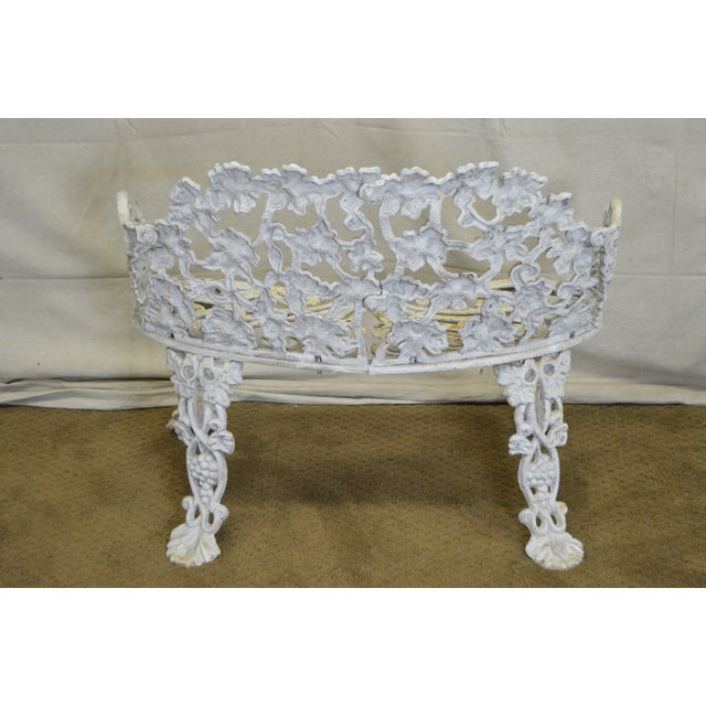 Vintage Antique Cast Iron Grape Vine Pattern Garden Patio Bench Settee
