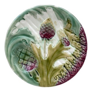 Majolica Asparagus Plate Luneville Keller & Guerin, Circa 1890 For Sale