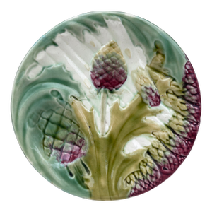 Majolica Asparagus Plate Luneville Keller & Guerin, Circa 1890