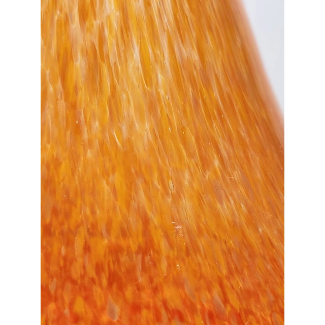 Glass Large Mid-Century Modern Hand-Blown Art Glass Vase Amber, Cream & Aubergine Rim 16” For Sale - Image 7 of 12