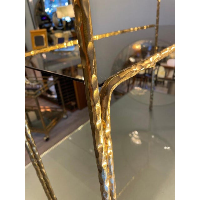 Brass and Smoked Glass Bombe Console Table, 1970s For Sale - Image 14 of 15