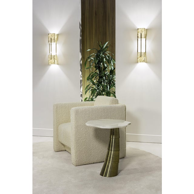 Contemporary Palm Side Table in Nero Marquina Marble and Brass For Sale - Image 3 of 4