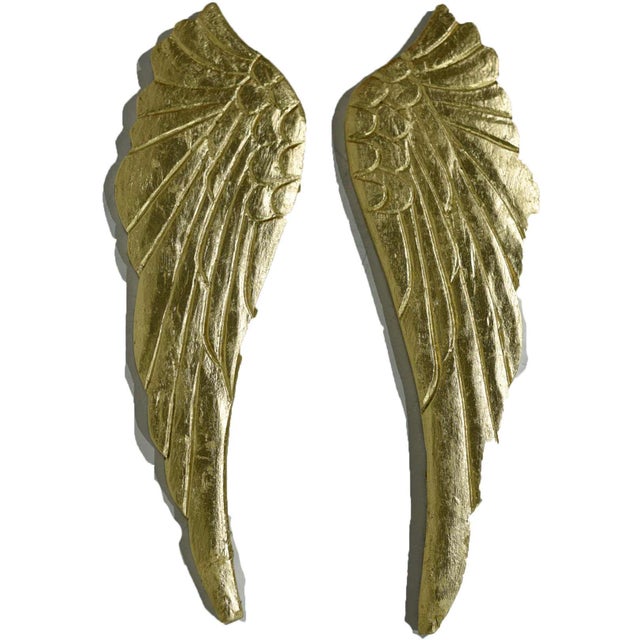 Vintage Carved Gilt Wood Angel Wings - a Pair | Chairish