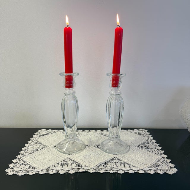 Vintage Glass Candleholders, 1960, Set of 2 For Sale - Image 4 of 4