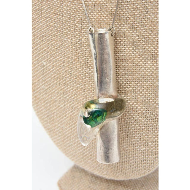 Vintage Bjorn Weckstrom for Lapponia Sculptural Sterling Silver & Resin Necklace For Sale - Image 9 of 10