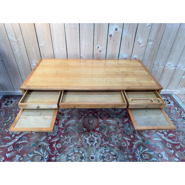 Scandinavian Style Flat Desk in Walnut and Oak attributed to Petersen Bernt, 1960s For Sale - Image 4 of 8