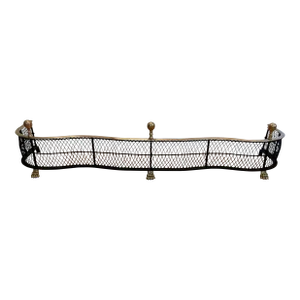 1970’s Brass and Iron Mesh Serpentine Fireplace Fender Attributed to Virginia Metalcrafters