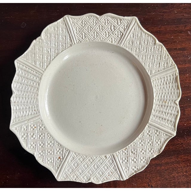 Ceramic Small Antique 18th Century English George II Rococo Salt Glaze Round Plate For Sale - Image 7 of 11