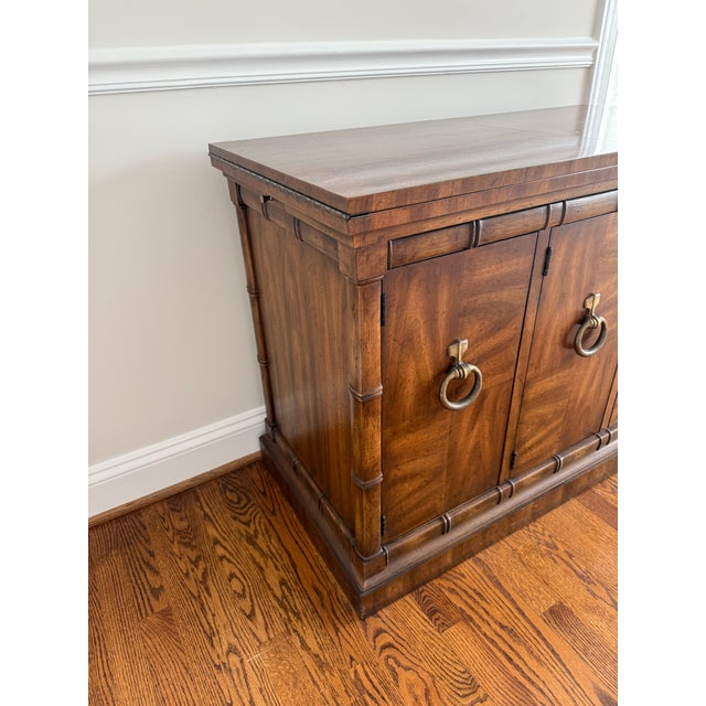 Drexel Heritage Vintage Drexel Heritage Flip Top Hollywood Regency Faux Bamboo Server For Sale - Image 4 of 18
