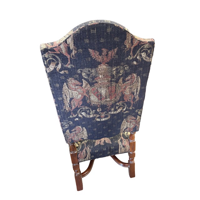 Pair of Late 20th Century Upholstered Armchairs With Heraldic Fabric For Sale - Image 11 of 11