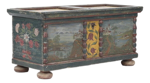 Rustic Farmhouse Folk Art Painted Bridal Chest