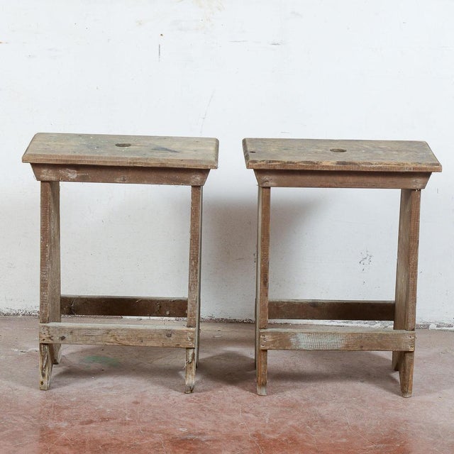 Wood Industrial Artisan Workshop Stools, Set of 2 For Sale - Image 7 of 18