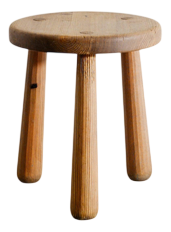 Early Swedish Mid Century Modern Skoga Wooden Tripod Stool in Pine by Axel Einar Hjorth for Nordiska Kompaniet, 1930s