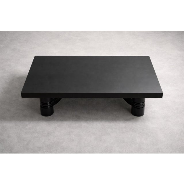 Mid-Century Modern Art Deco Coffee Table in Black-Stained Walnut by Charles Dudouyt, 1940 For Sale - Image 3 of 6