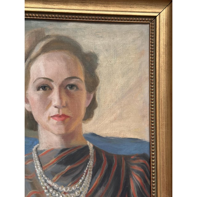 Lenné, Portrait of Lady, 1939, Oil Painting on Canvas, Framed For Sale - Image 6 of 14