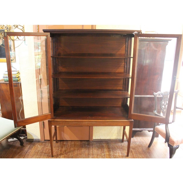 Early 20th Century Circa 1901-1914 Edwardian Period English Bookcase Cabinet on Stand For Sale - Image 5 of 10