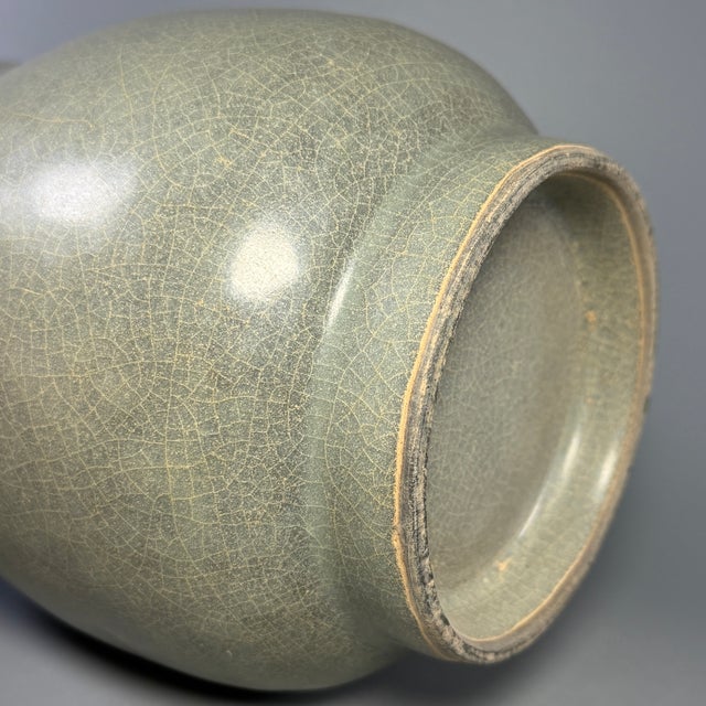 15th Century & Earlier Antique Chinese Longquan Celadon Arrow Ear Vase, Ceramic Vessel For Sale - Image 5 of 6