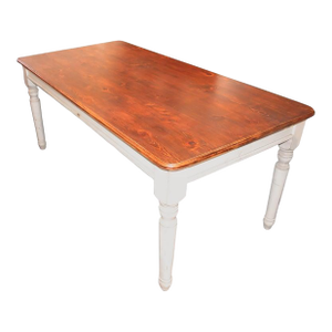 Fantastic 20th Century Handmade and White Painted Base Harvest Table