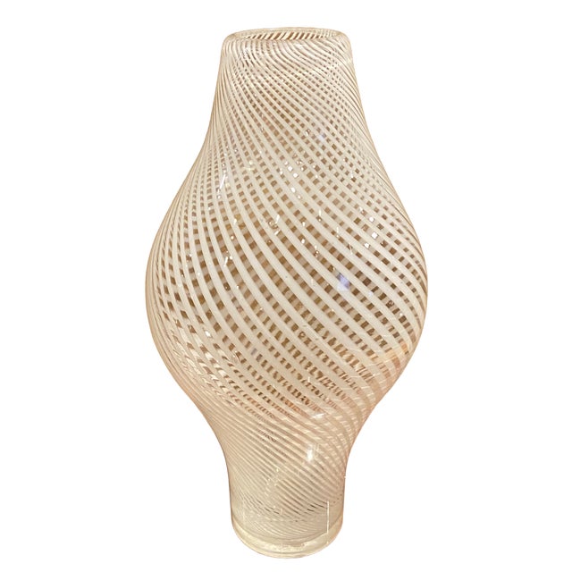 A striking Murano attributed handblown vase created using the filigrana technique — a process developed on Murano in the...