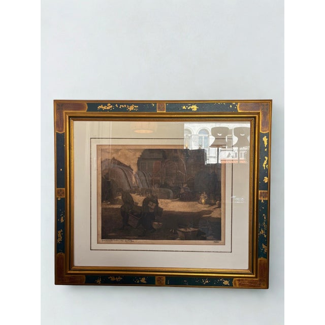 François Pycke, Market Day, Sluizeken Square, Ghent, Belgium, 20th Century, Engraving, Framed For Sale - Image 9 of 10