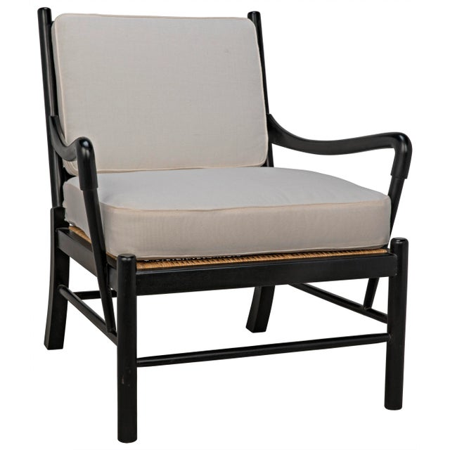 Black NOIR Kevin Chair in Hand Rubbed Black with Rattan Seat For Sale - Image 8 of 8