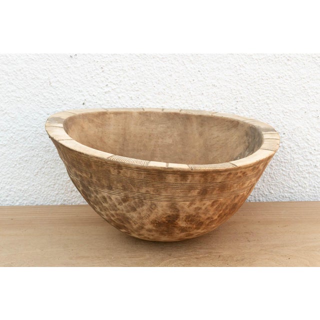 Metal Strapped African Dough Bowl For Sale - Image 4 of 8