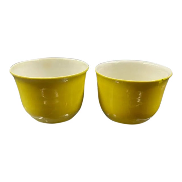 Early 20th Century Empire Ware Yellow Trinket Dishes- a Pair For Sale