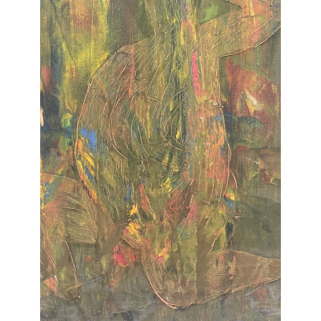 Vintage Abstract Expressionist Oil Painting on Canvas, Signed "Gierda," Textured Figurative Composition. For Sale - Image 9 of 10
