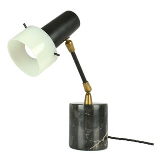 Table Lamp on Black Marble Base attributed to Gino Sarfatti for Arteluce, 1950s For Sale