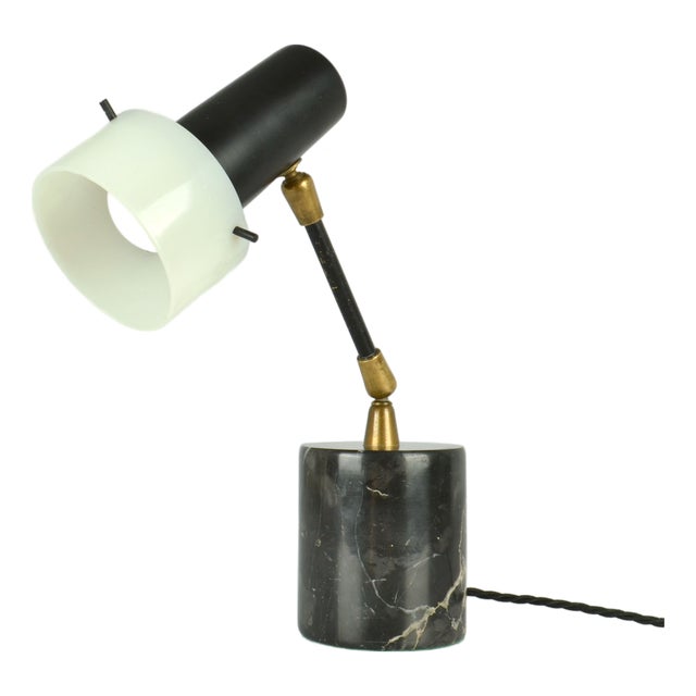 Table Lamp on Black Marble Base attributed to Gino Sarfatti for Arteluce, 1950s For Sale