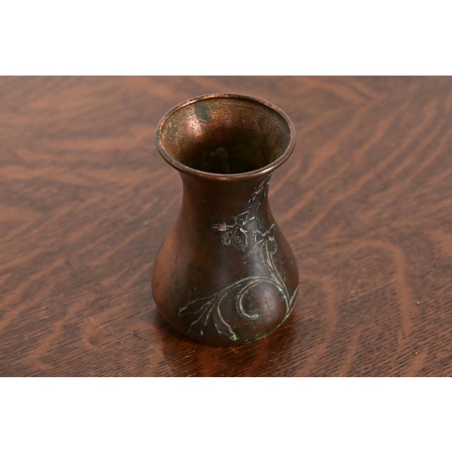 Heintz Art Metal Shop Heintz Arts & Crafts Sterling Silver on Bronze Petite Vase For Sale - Image 4 of 11