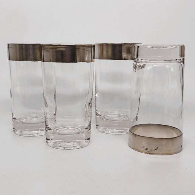 1950s Dorothy Thorpe Silver Band Barware Set -Martini Highball Lowball Glasses - 12 Pieces For Sale - Image 10 of 11
