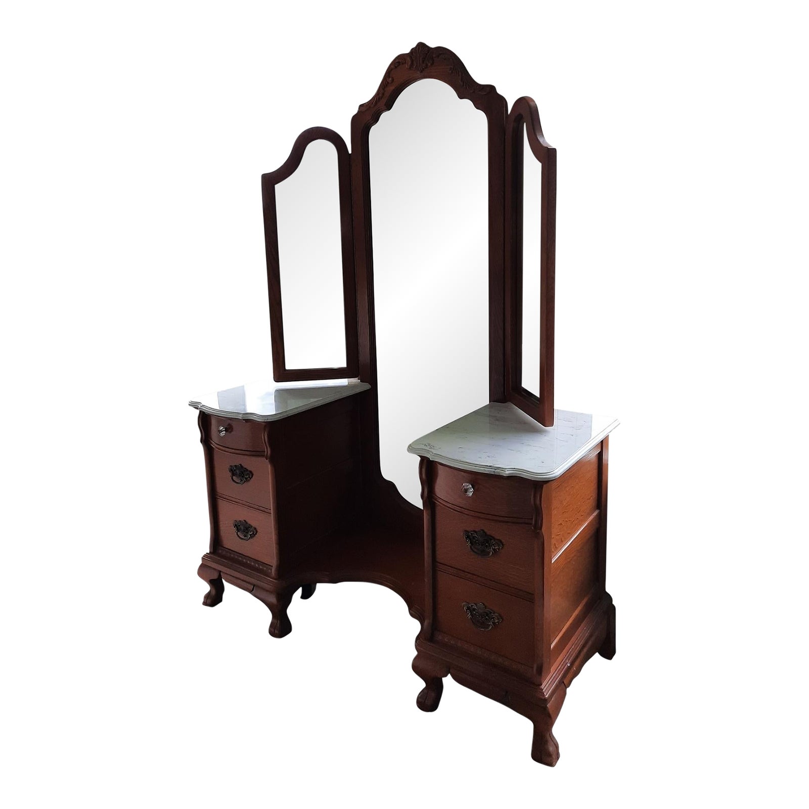 1990s Lexington Victorian Sampler Vanity and TriView Mirror Chairish