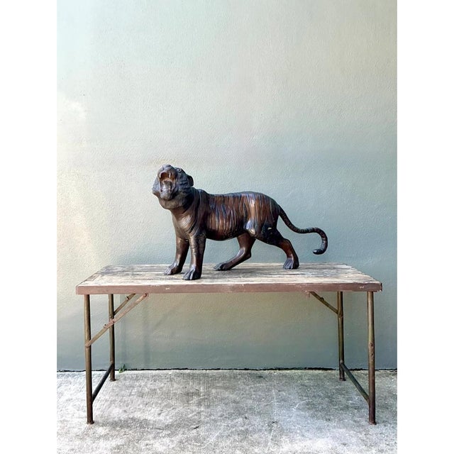 Vintage Bronze Tiger Sculptures - A Pair For Sale In West Palm - Image 6 of 12