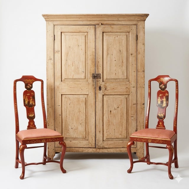 Mid-Century Italian Venetian Red Lacquer Chinoiserie Hand Painted Side Chairs, Pair For Sale In Atlanta - Image 6 of 6