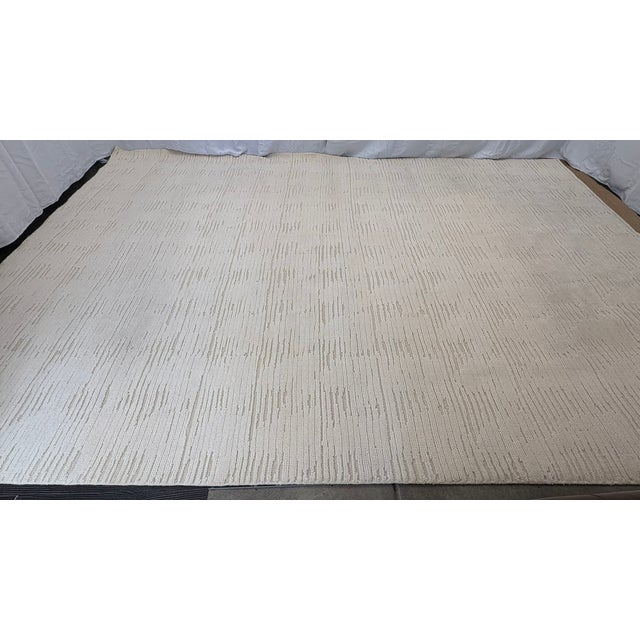 Rh Restoration Hardare Meryem Hand-Knotted Wool Rug — 10' × 14' Ivory | New Zealand Wool | High-Low Textural Pile For Sale - Image 18 of 18