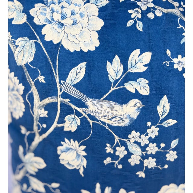 1980s 1980's Blue Bird Floral Chinoiserie Decorative Pillows-Set of Two For Sale - Image 5 of 8