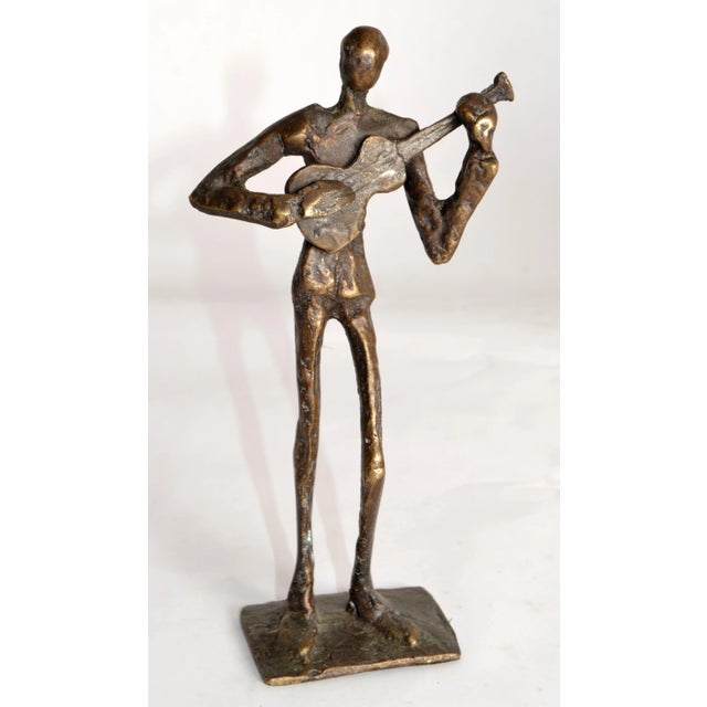 20th Century Handmade Bronze Guitar Player Figurine Sculpture Figurine Fine Art For Sale - Image 13 of 13