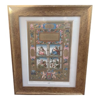 Antique Original Print Plate LXI 1869 Renaissance Pope Gregory XIII & Italy Larson Juhl Gold Leaf Frame For Sale