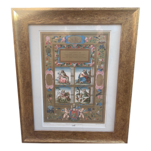 Antique Original Print Plate LXI 1869 Renaissance Pope Gregory XIII & Italy Larson Juhl Gold Leaf Frame