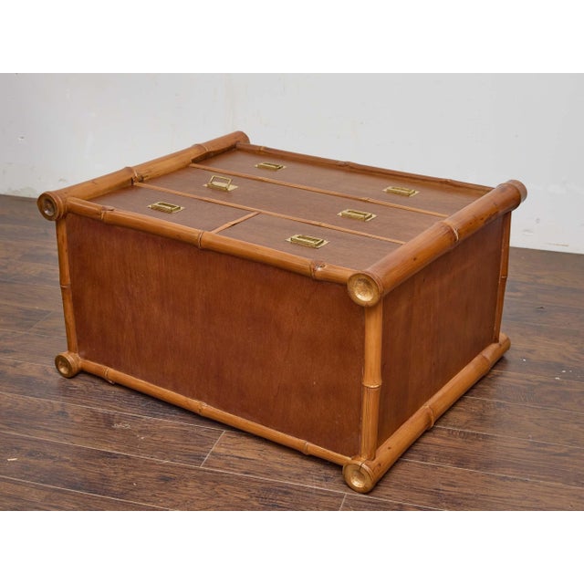 Mid 20th Century Midcentury Bamboo and Mahogany Chest of Drawers With Campaign-Style Brass Pulls For Sale - Image 5 of 12