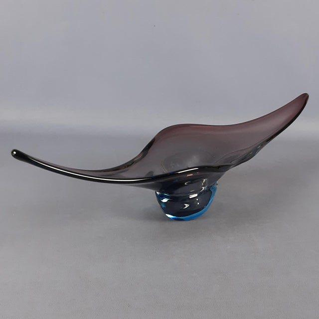 Modern Purple and Blue Sommerso Murano Glass Centerpiece by Flavio Poli for Seguso, 1970s For Sale - Image 3 of 16