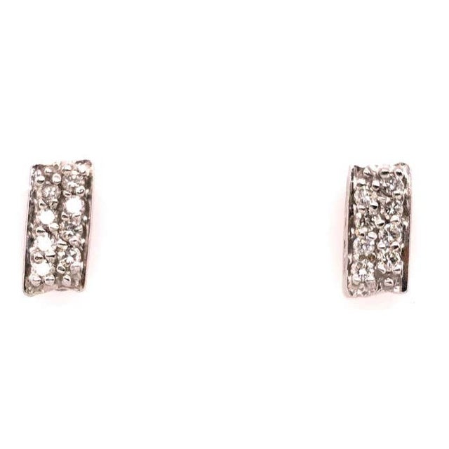 Metal Button White Gold Earrings With 16 Diamonds For Sale - Image 7 of 10