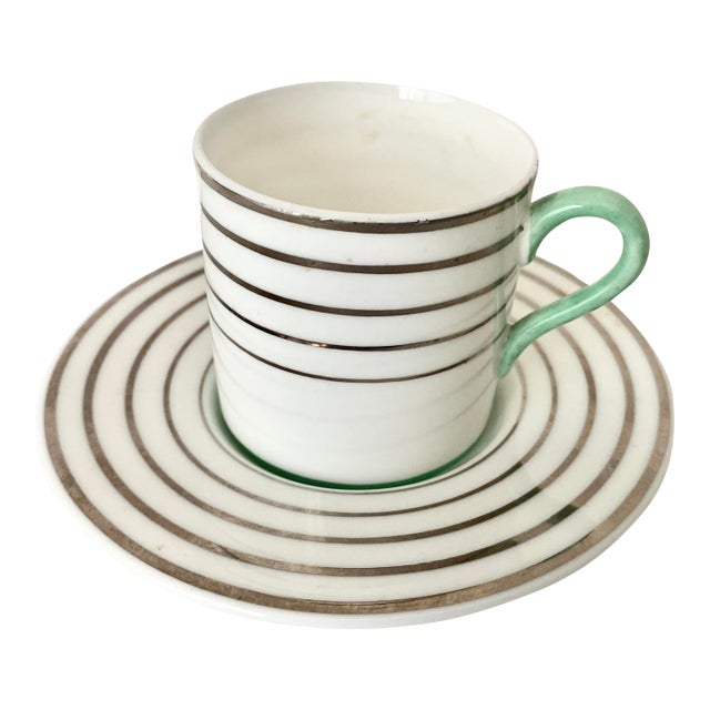Antique Wedgwood Pattern 5157 Art Deco Demitasse Cup and Saucer Mint Condition For Sale