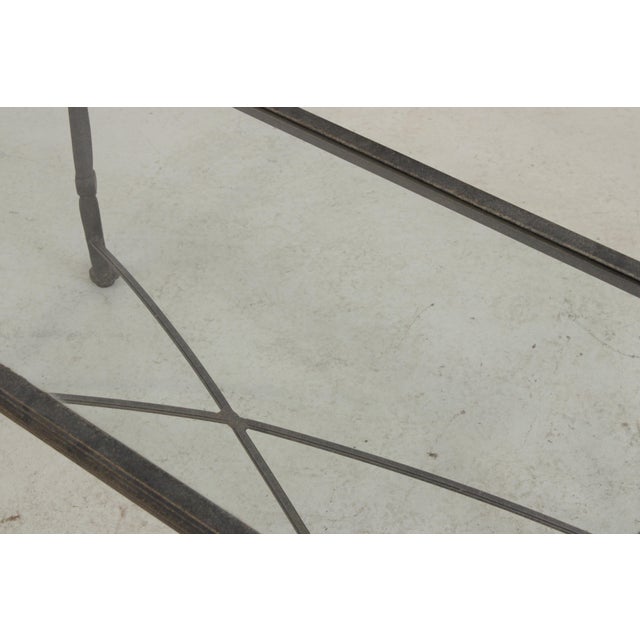 Gray Outdoor Cast Aluminum Glass Top Patio Cocktail Table For Sale - Image 8 of 14